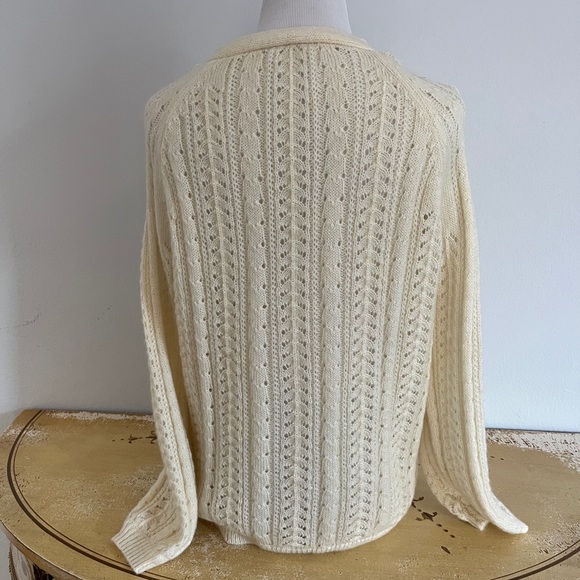 Simple Retro Cream Cable Knit Cardigan. - Picture 2 of 3